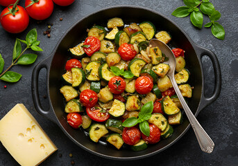 Roasted vegetables in a pan