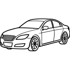 Naklejka premium Line Art Illustration of a Modern Sedan Car Side View Automotive Design