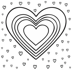 Heart design, multiple layered hearts and scattered heart shapes