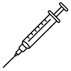 Fototapeta premium Outline Drawing of a Syringe with Needle for Medical or Vaccination Use
