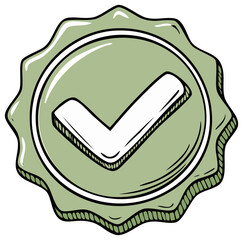 Hand-Drawn Check Mark Emblem with Wavy Edges