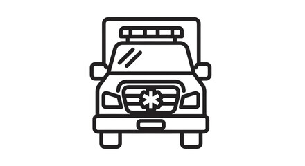 Front view of an emergency ambulance vehicle. Simple vector illustration