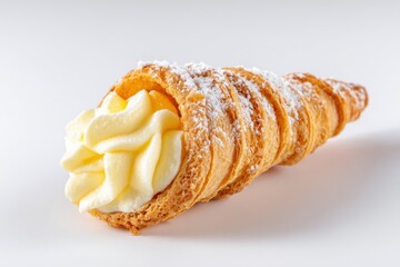 Delicious Cream-Filled Pastry Cone with Powdered Sugar Glaze
