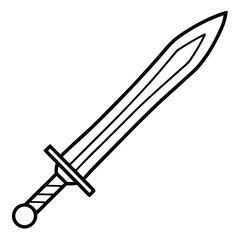 Outlined Sword Clipart Illustration Simple Black and White of Weaponry on White