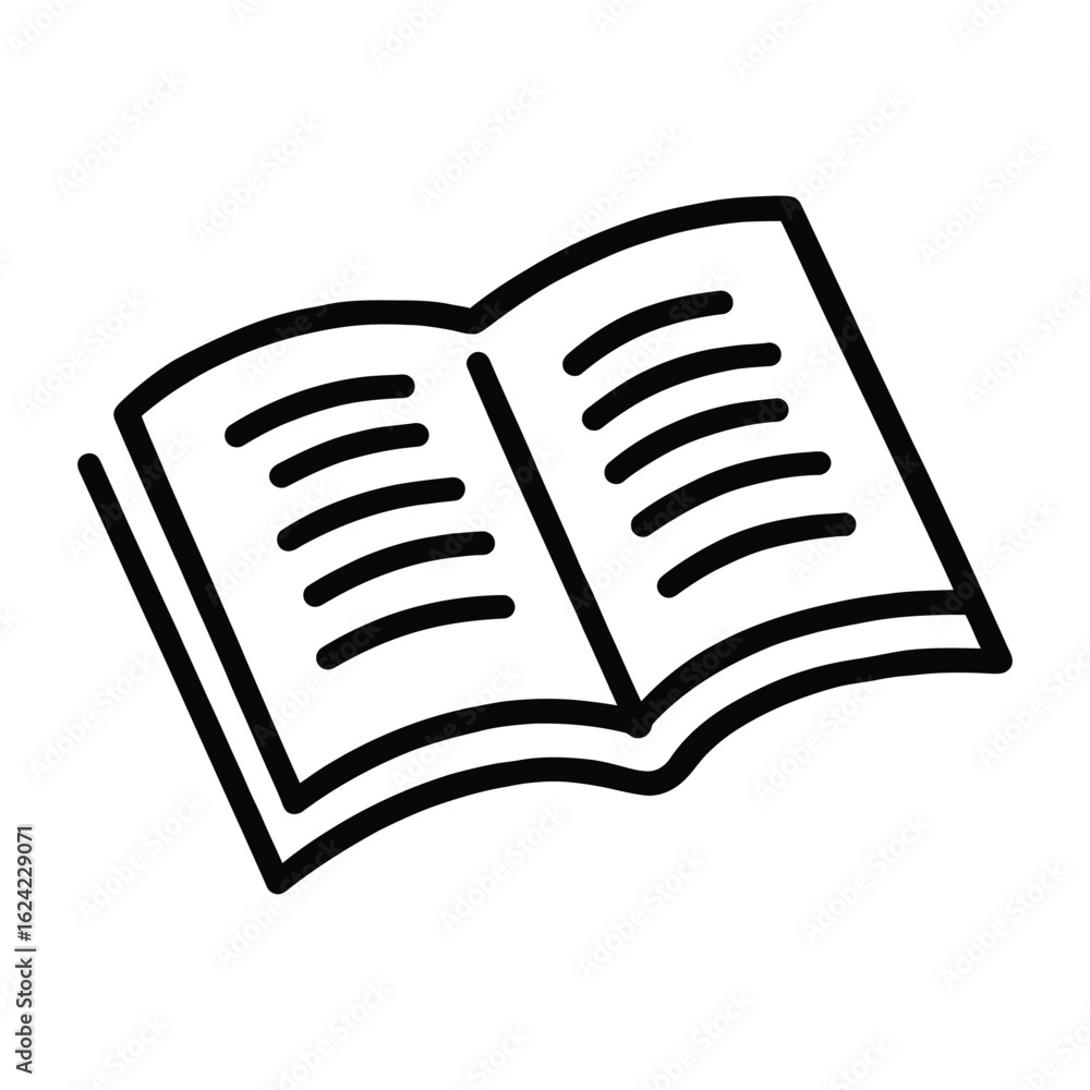 Poster open book outline vector illustration a symbol of knowledge and learning with simple lines on a tran