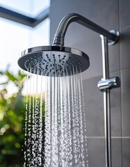 Modern shower head with water stream