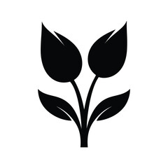 Elegant Black Plant Icon on Transparent Backdrop A Versatile Graphic Element for Nature Themed Designs and Eco Friendly Projects with a Clean and Modern Aesthetic