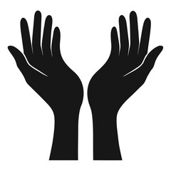 Silhouette of Two Open Hands Reaching Upwards, Expressing Hope or Offering