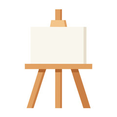 Simple Cartoon Drawing Brown Easel with Blank White Canvas Illustration Art