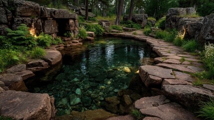 Mystic pool nestled in rocks