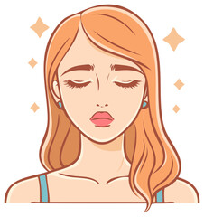 Stylized Woman With Closed Eyes and Sparkling Hair