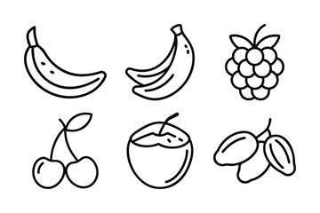 Bananas cherries grapes coconut plums bunch of bananas