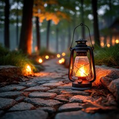 Path lit by lantern