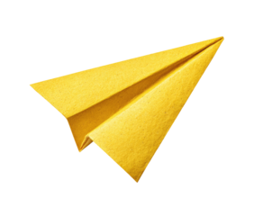 A bright yellow paper airplane