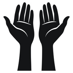 Two Silhouette Hands Reaching Upward Symbolizing Hope, Prayer, Supplication, or Receiving
