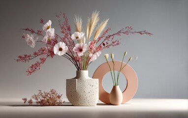 Pink and beige floral arrangement