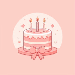 flat illustration of delicious birthday cake