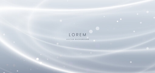 Abstract white curved ray on grey background with lighting effect sparkle.