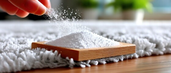 Powder being sprinkled on a carpet