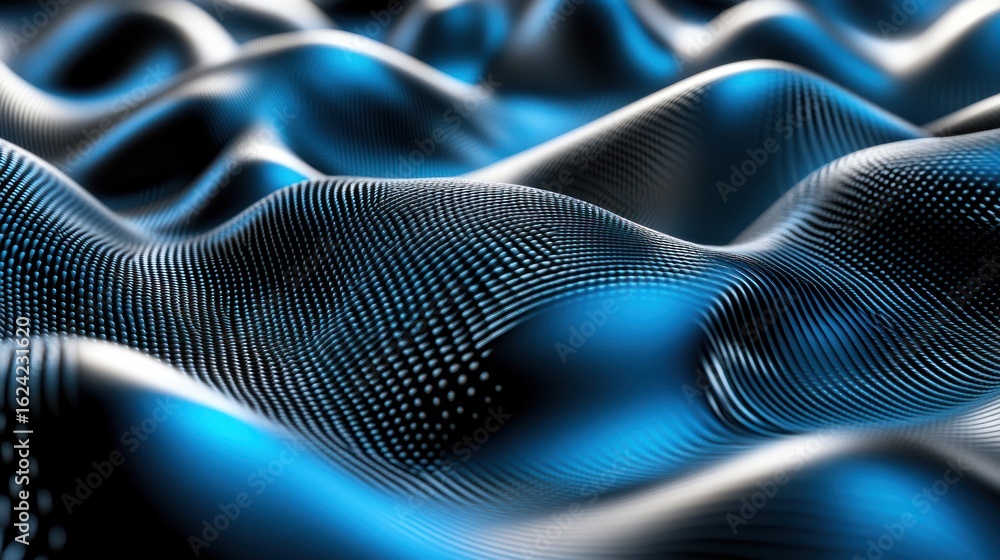 Poster abstract blue digital wave pattern with dot texture for technology and futuristic design