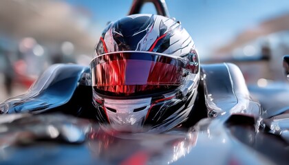 Racing driver in cockpit