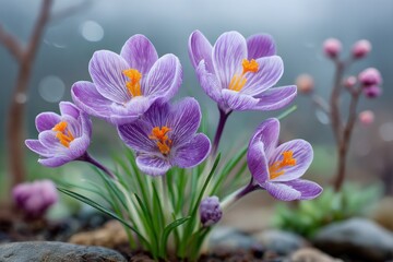 Purple Crocuses in Spring