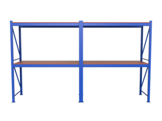 Warehouse shelving unit or factory shelving units. Heavy duty industrial shelving isolated.