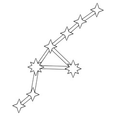 Grus constellation illustration hand drawn outline vector
