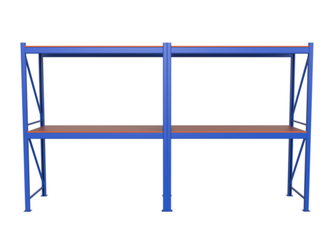 Warehouse shelving unit or factory shelving units. Heavy duty industrial shelving isolated.