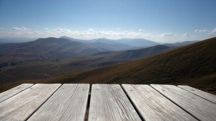 Mountain Vista from Wooden Surface