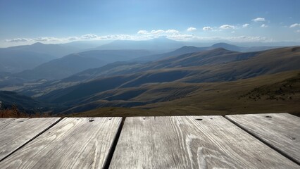 Mountain Vista from Wooden Surface