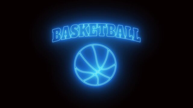 Basketball logo neon light effect green screen background