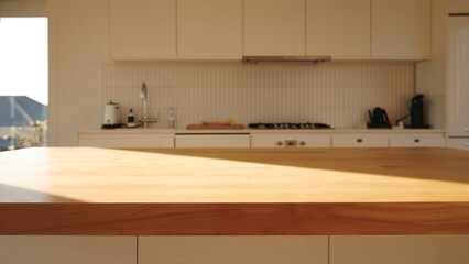 Bright and Airy Kitchen Island with Wooden Surface