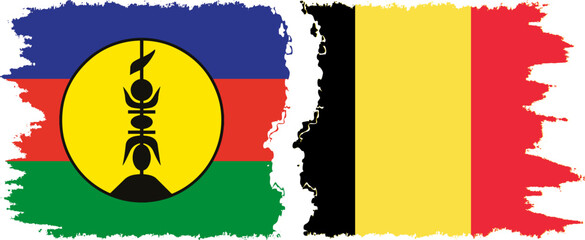 Naklejka premium Belgium and New Caledonia grunge flags connection, vector