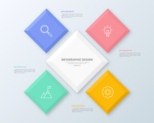 Infographic design of square shape elements with icons