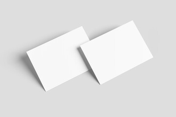 Blank white a6 postcard mockup with texture and shadow isolated on white background. 3d rendering
