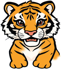Adorable and Playful Tiger Cub Illustration