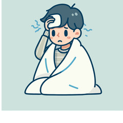 Obraz premium illustration of person getting fever and a dizzy