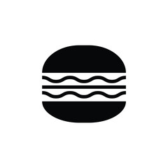 Hamburger icon in black and white. Minimalist icon silhouette on white background, ideal for food shop menus, food labels, packaging design, apps or web design