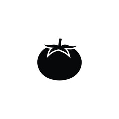 Tomato icon in black and white. Minimalist icon silhouette on white background, ideal for vegetable shop, food labels, packaging design, apps or web design