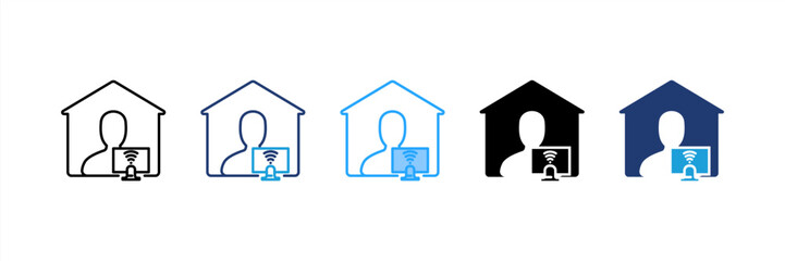 Remote Work icon set multiple style collection