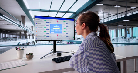 Young Woman Browsing Job Opportunities On Computer