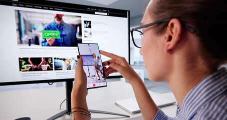 Woman Swiping Through Short Video On Phone, Browsing Media Content