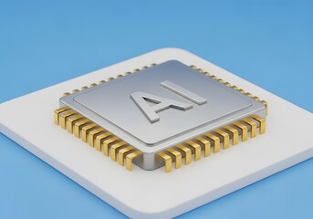 Close up of a modern computer processor chip with the letters ai etched into its surface