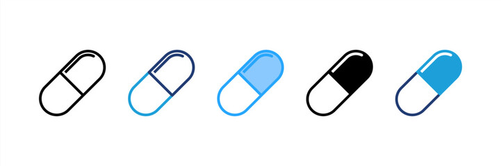 Capsule icon set multiple style collection