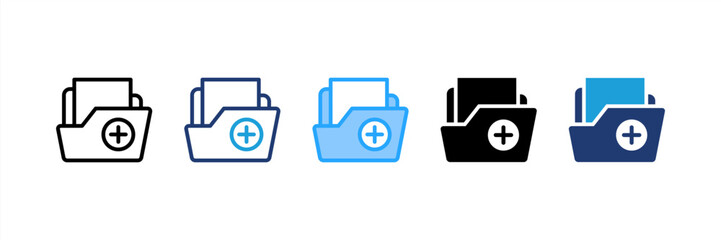 Folder icon set multiple style collection