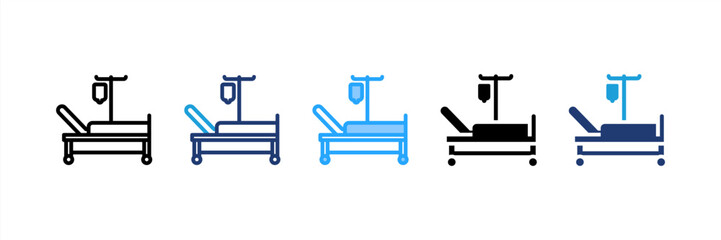 Fototapeta premium Hospital Bed icon set multiple style collection