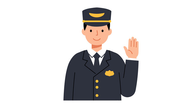 smiling doorman in uniform waving hand clip art preview