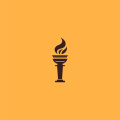 Victory torch logo in strong and minimalist silhouette style.