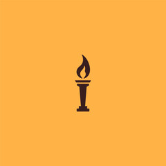 Victory torch logo in strong and minimalist silhouette style.